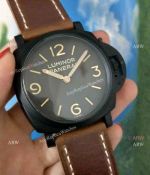 Replica Luminor Panerai PAM372 Watch Black Case Brown Leather Strap